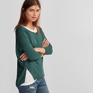 Express high low side zipper sweater